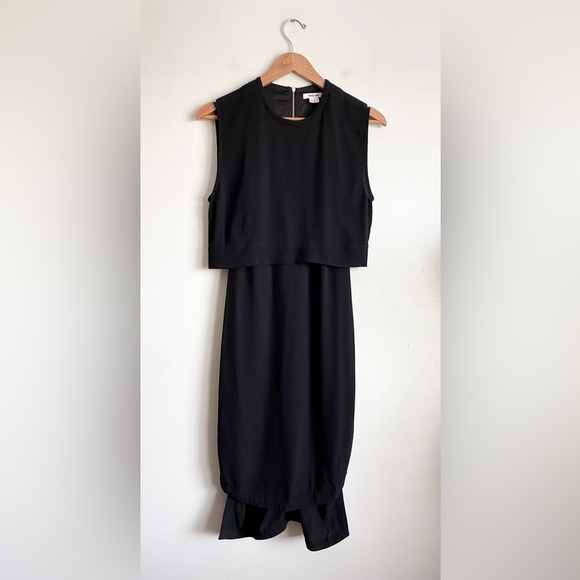 Helmut Lang Black Sleeveless Shift Midi Dress Minimalist Quiet Luxury Designer - Picture 5 of 10